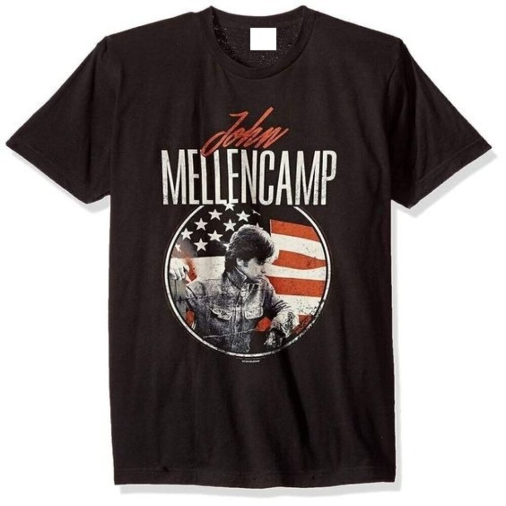Mens John Mellencamp Circle Flag Classic Retro Fan T-Shirt